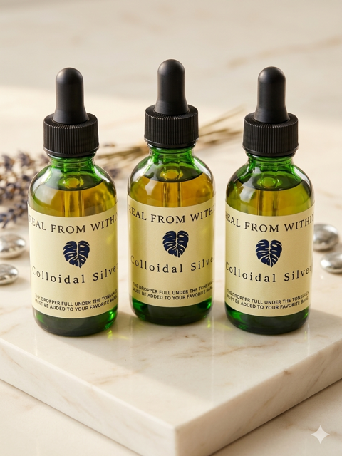 Colloidal Silver 2oz Glass Bottle